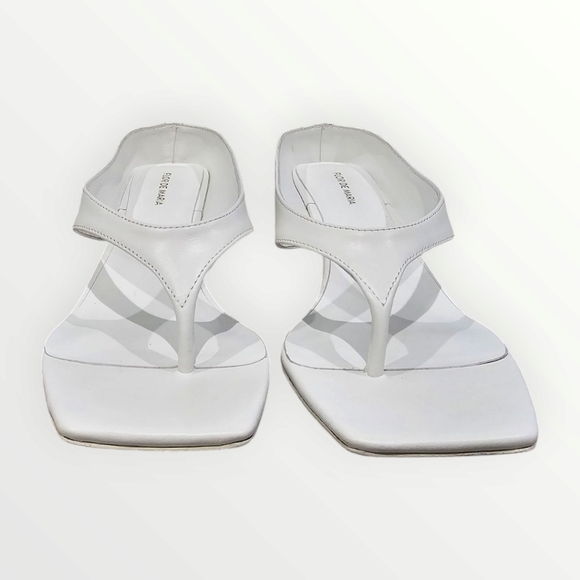 FLOR DE MARIA White Leather Kitten Heel Thong Sandals 9M - Picture 4 of 9